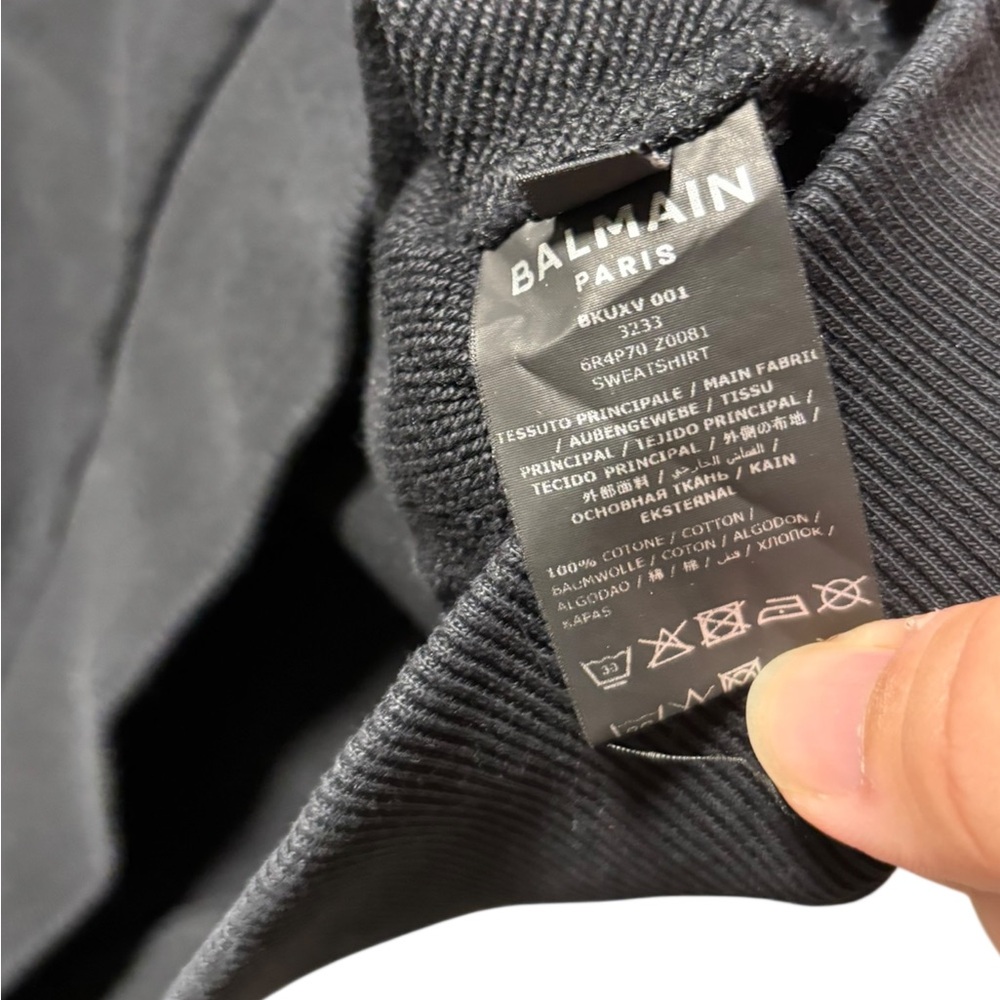 Balmain Paris Kids Crewneck Sweatshirt Spellout Logo Black/White Size 12A - Picture 8 of 12